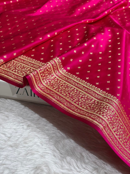 Banarasi Satin Katan Saree in Rani Shades SK88