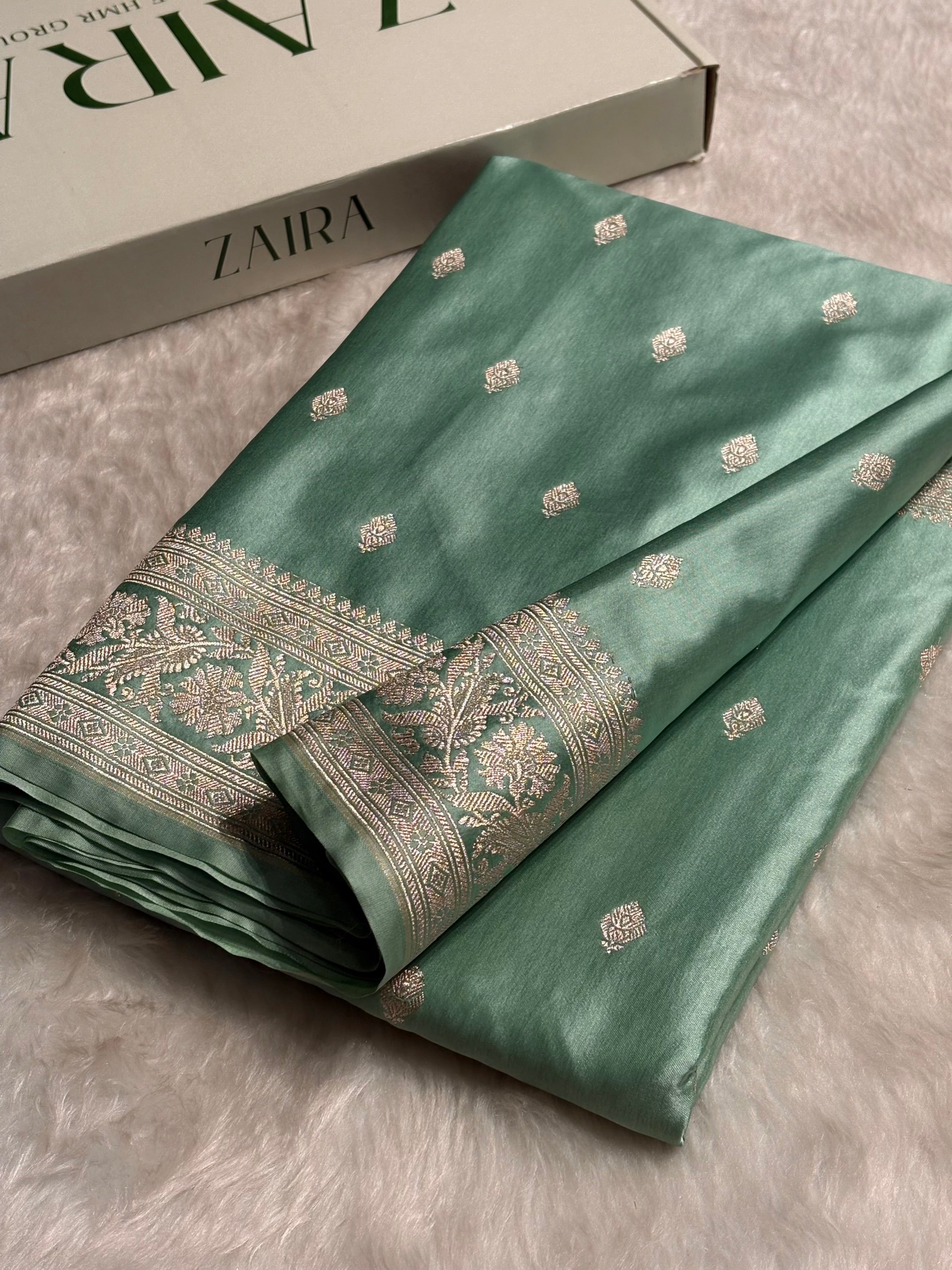 Mint Shades Booti Mashru Silk Saree MS62