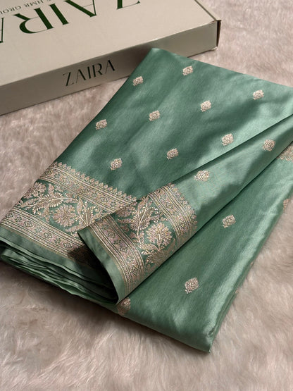 Mint Shades Booti Mashru Silk Saree MS62