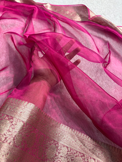 Rani Shades Banarasi Pure Tissue Silk Saree with Brocade Blouse PT-08