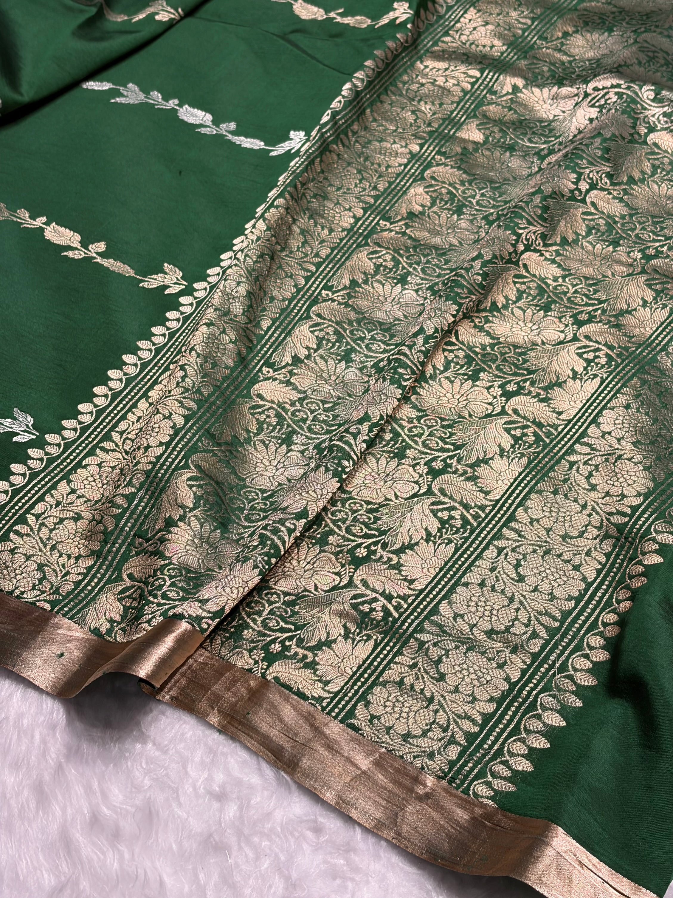 Bottle Green Shades Handwoven Pure Raw Mango Silk RM-39