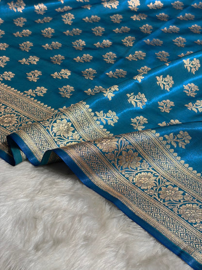 Firozi Shades Banarasi Satin Silk Saree SS34