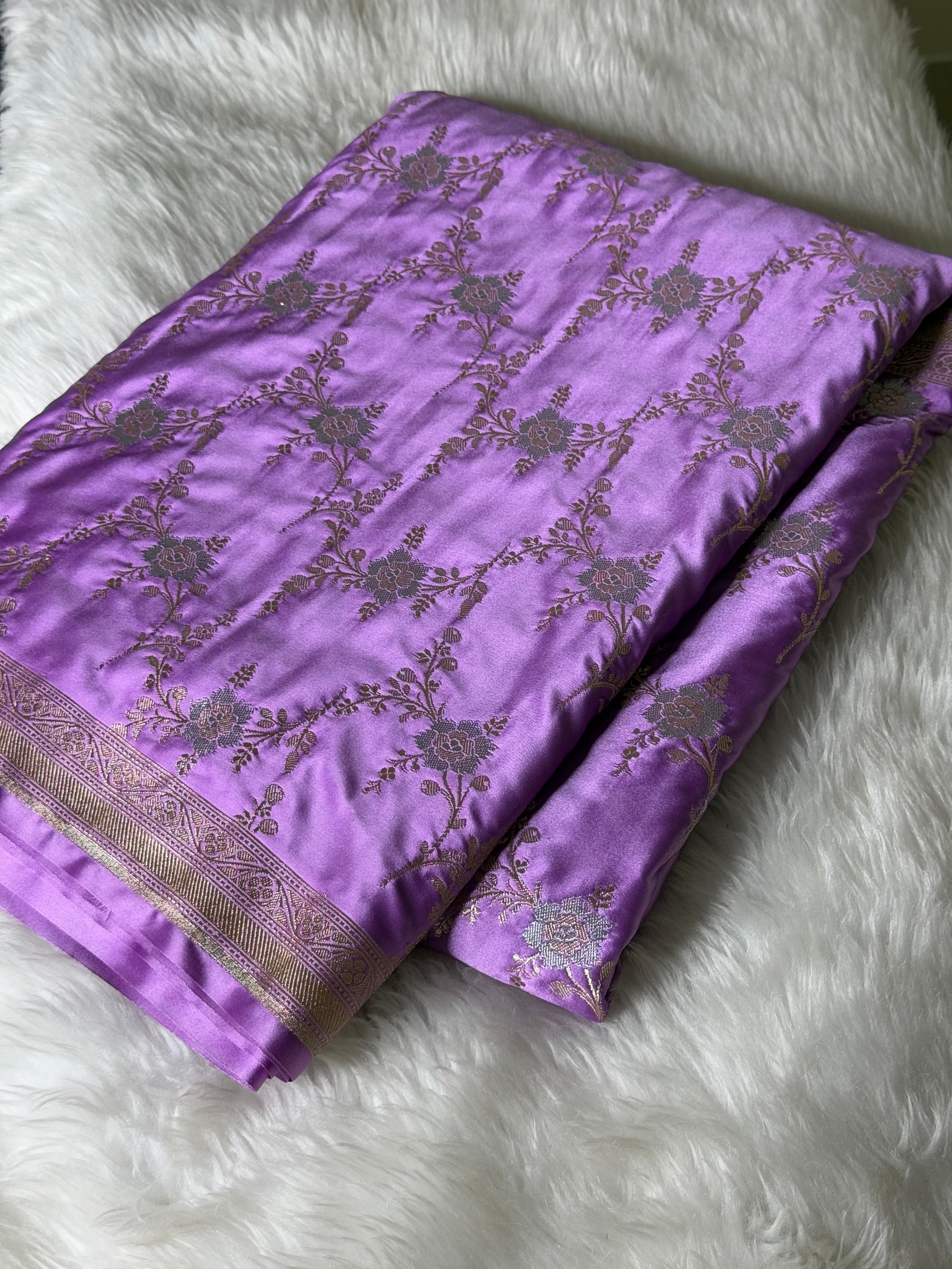 Lavender Minakari Jaal Mashru Silk Saree