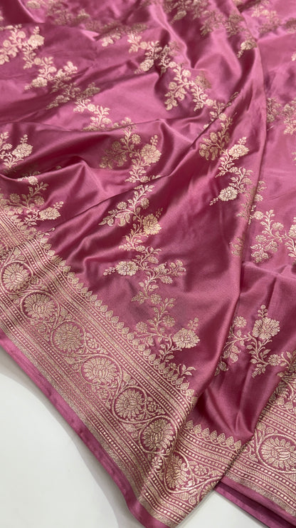 Banarasi Pattern Baby Pink Shade Mashru Silk Saree