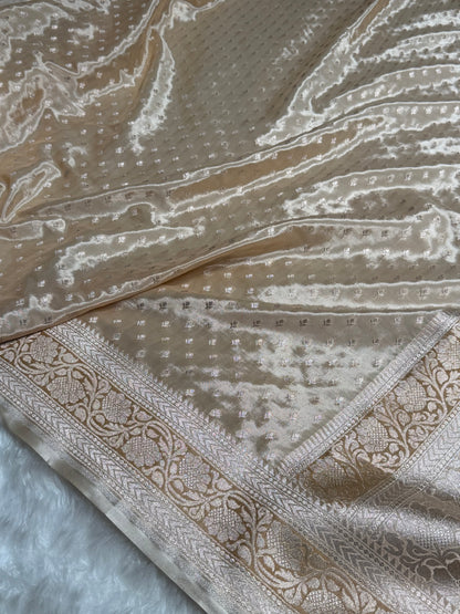 Tusser Shades With Contrast Border Crepe Silky Katan Banarasi Saree CSK-04