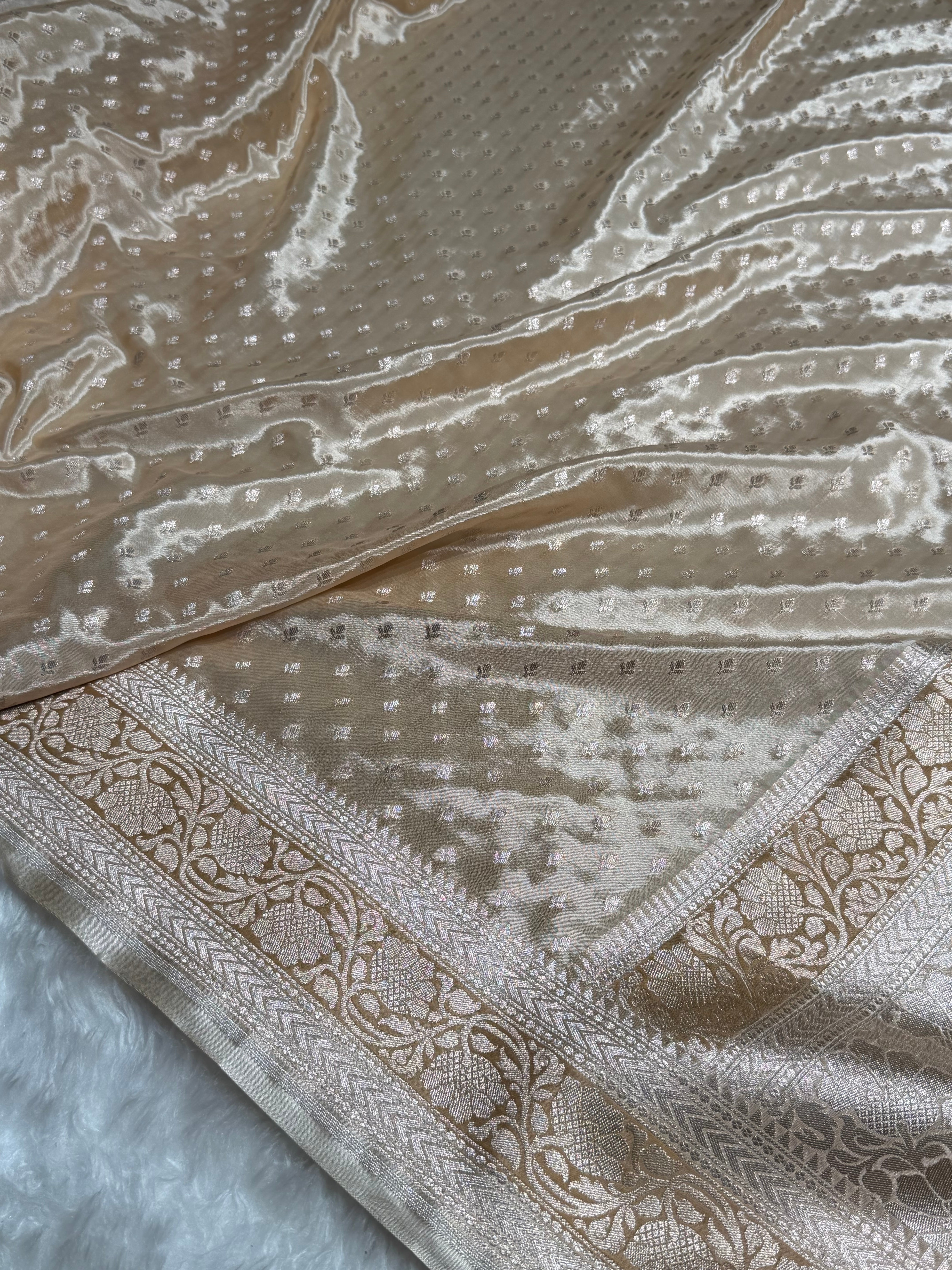 Tusser Shades With Contrast Border Crepe Silky Katan Banarasi Saree CSK-04