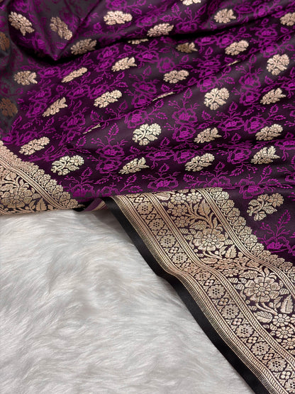 Dark Magenta Shades Tanchoi Motif Mashru Silk Saree MST-10