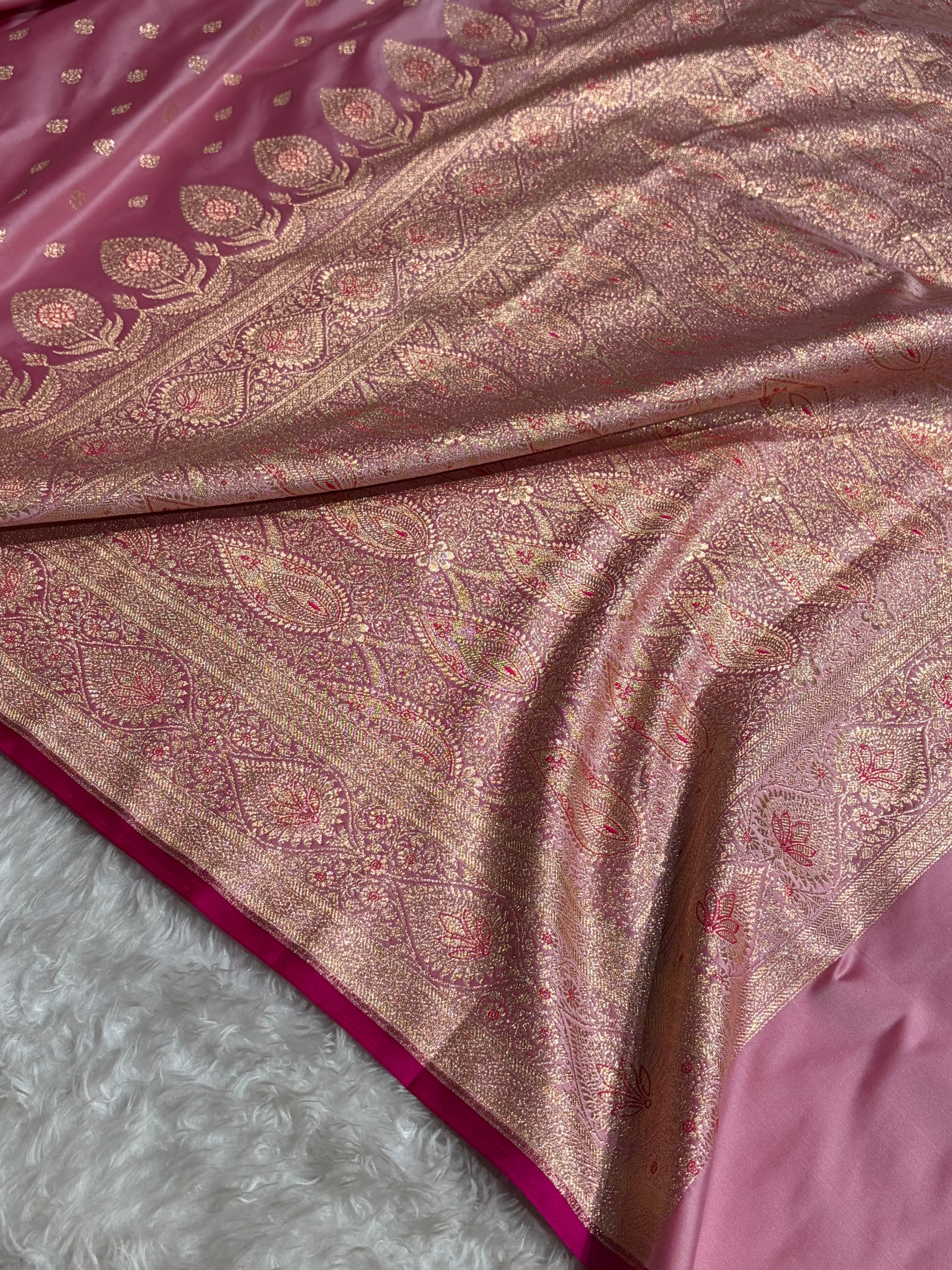 Katan Silk Saree In Baby Pink Shades SK10
