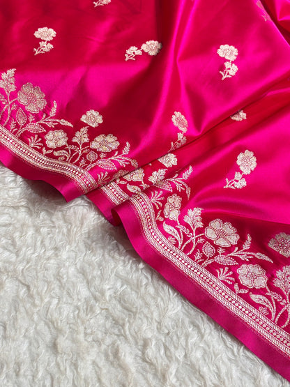 Rani Boota With Floral Border Mashru Silk Saree MSM-87