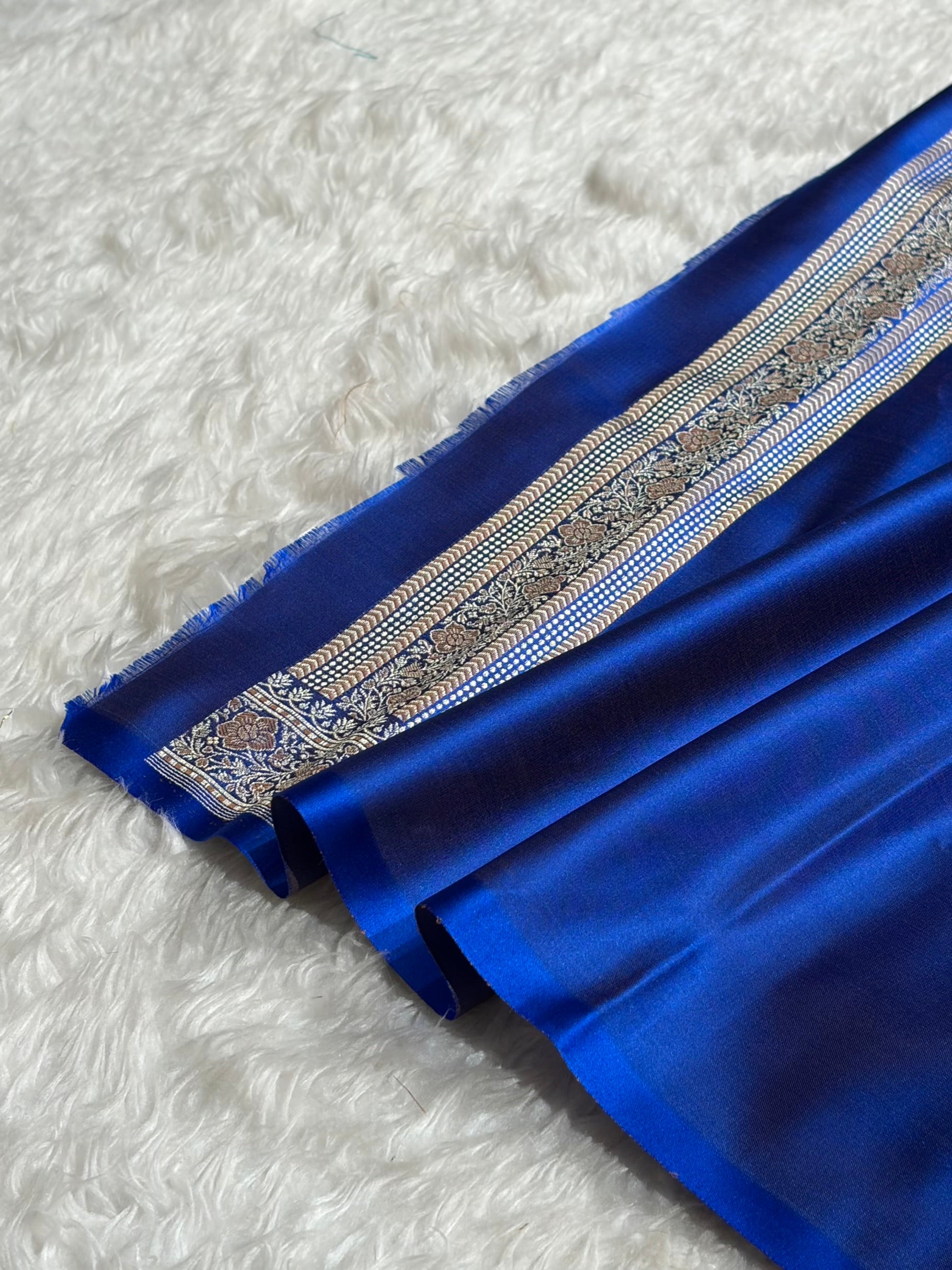 Royal Blue Jamawar Tanchoi Jaal Katan Silk Saree SKTM-23