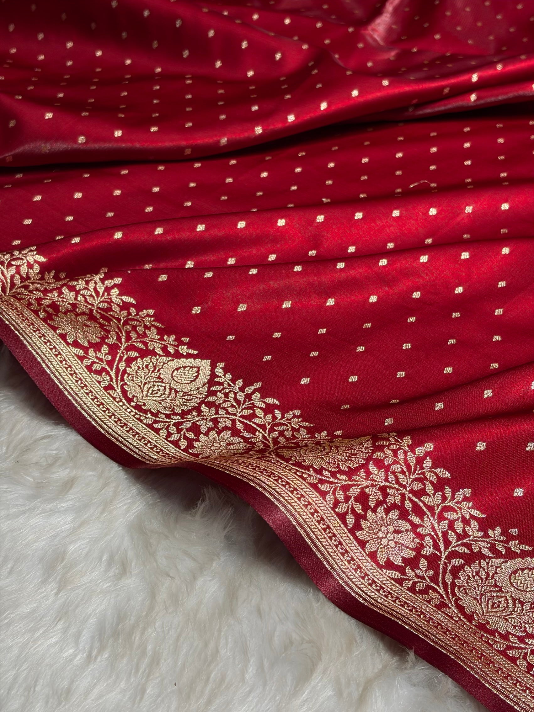 Ultra Light Weight Satin Silk Boota in Maroon Shades SS31