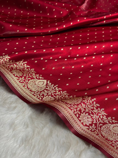 Ultra Light Weight Satin Silk Boota in Maroon Shades SS31