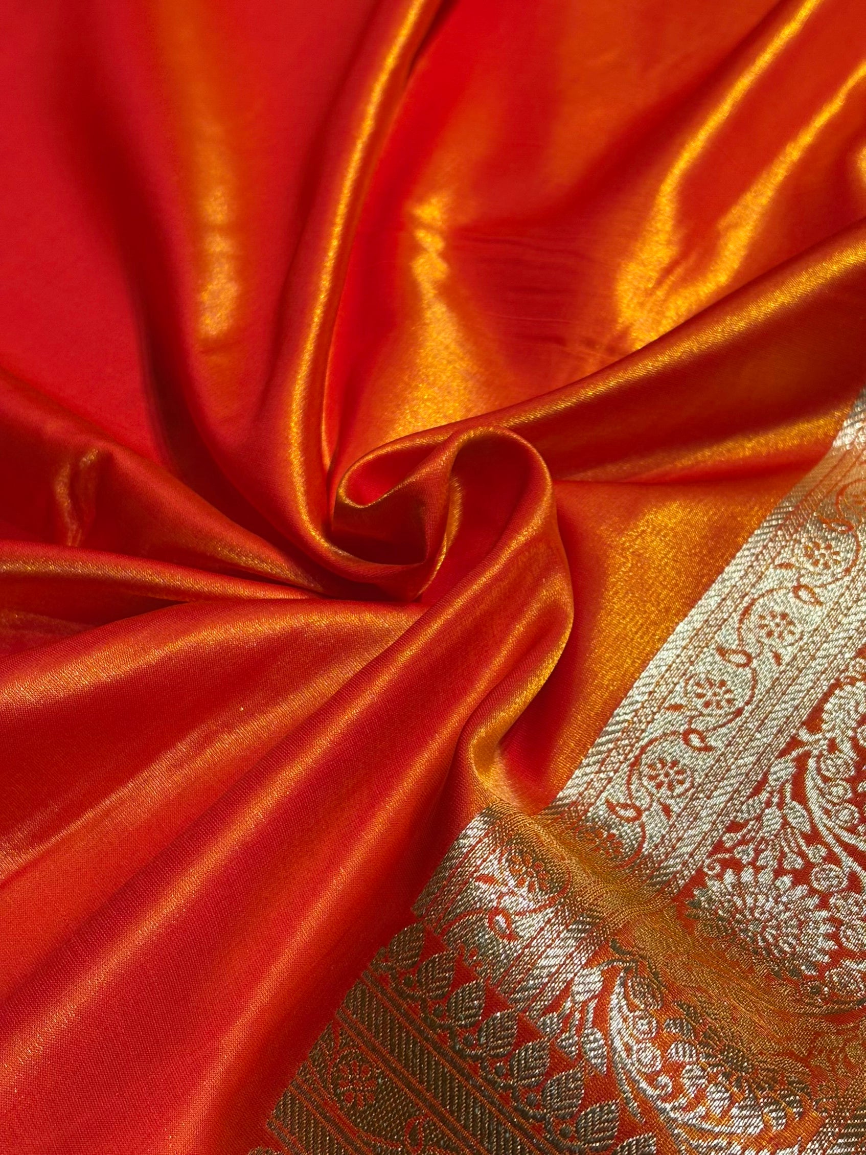 Orange Chand Tara Satin Silk Saree SS04