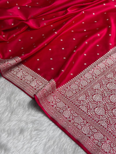 Dark Pink Shades Booti Mashru Silk Saree MCS70