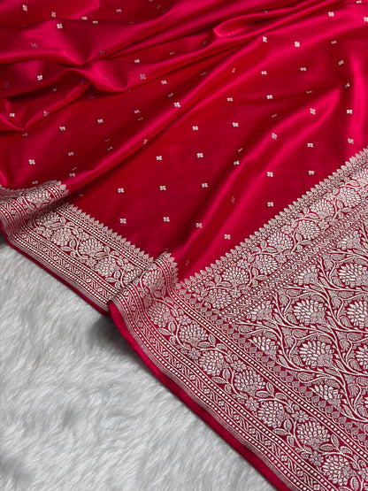 Dark Pink Shades Booti Mashru Silk Saree MS70