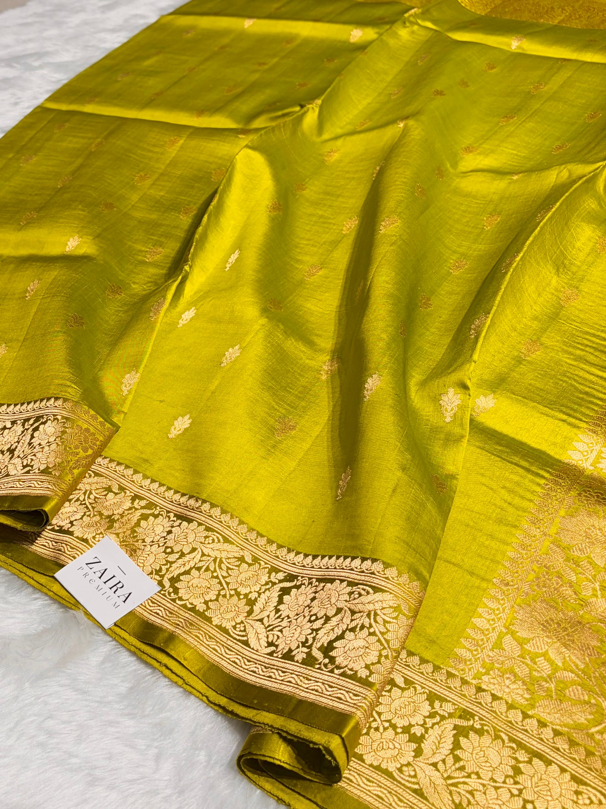 Green Shades Meena Boota Handwoven Raw Mango Silk RM-22