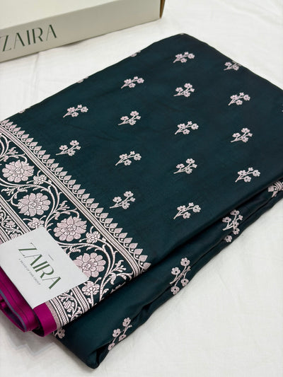 Black Shade With Booti Pattern Mashru Silk Saree