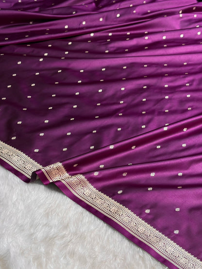 Premium Banarasi Satin Katan Saree in Wine Shades SK90