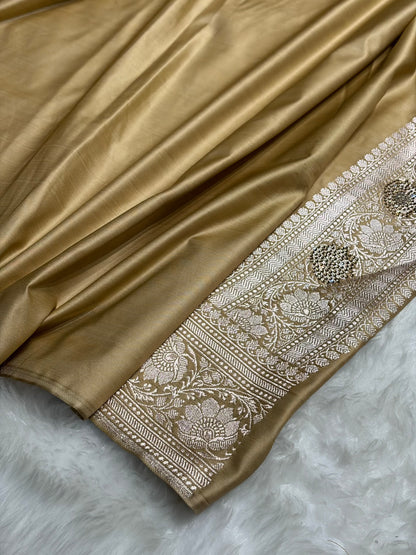 Tusser Shades Tanchoi Motif With Swarovski Work Mashru Silk Saree BMST-14