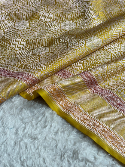 Gold Shades Minakari Brocade Mashru Silk Saree MS85