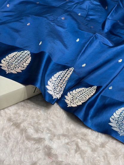 German blue Shades Handwoven Pure Katan Silk Paper Silk RM-69