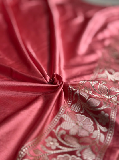 Pink Shades Mashru Silk Banarasi Saree With Jaal Pattern MS71