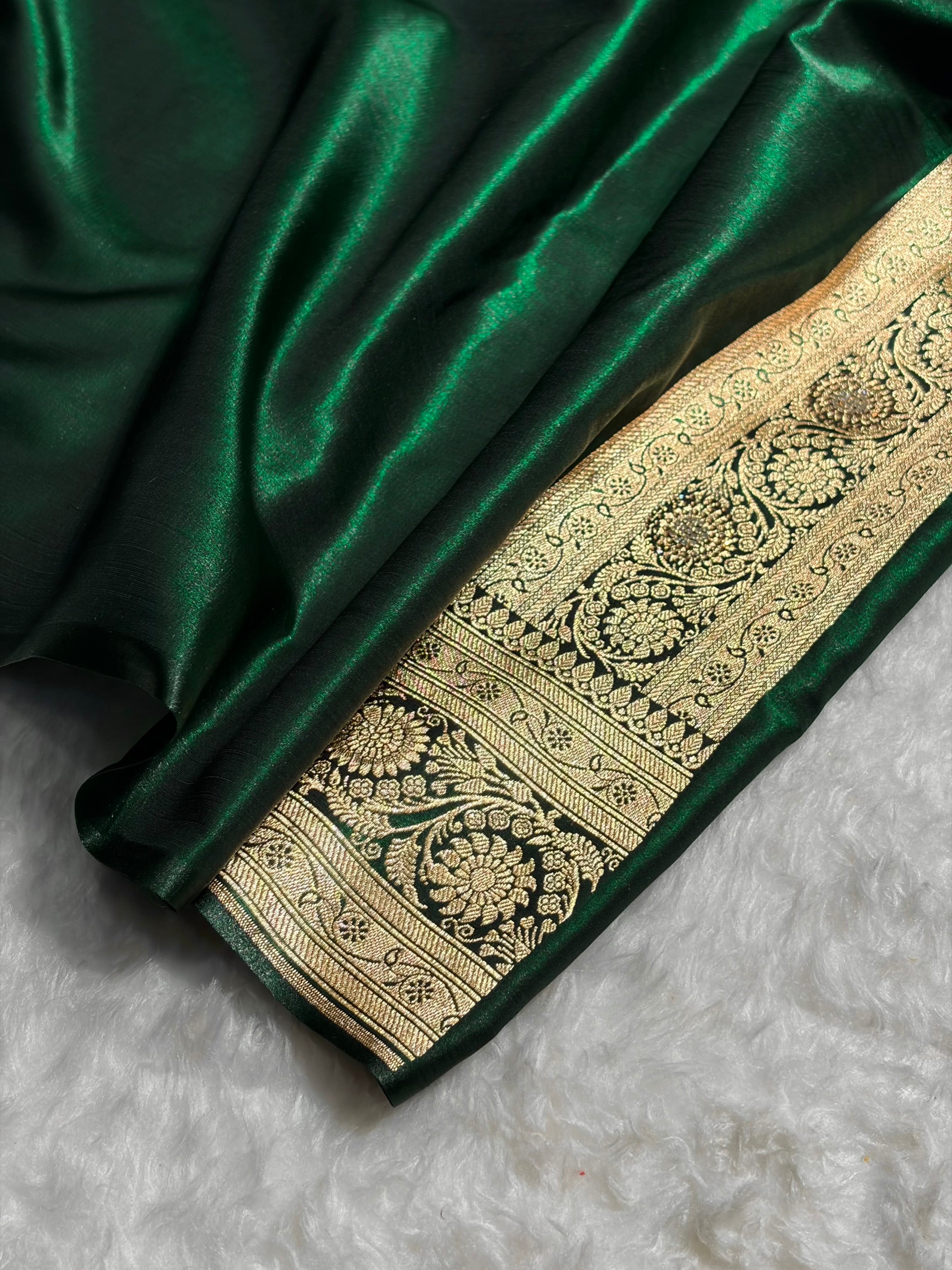 Banarasi Bridal Bottle Green  Jaal with Swarovski Stone BSS13 (E)