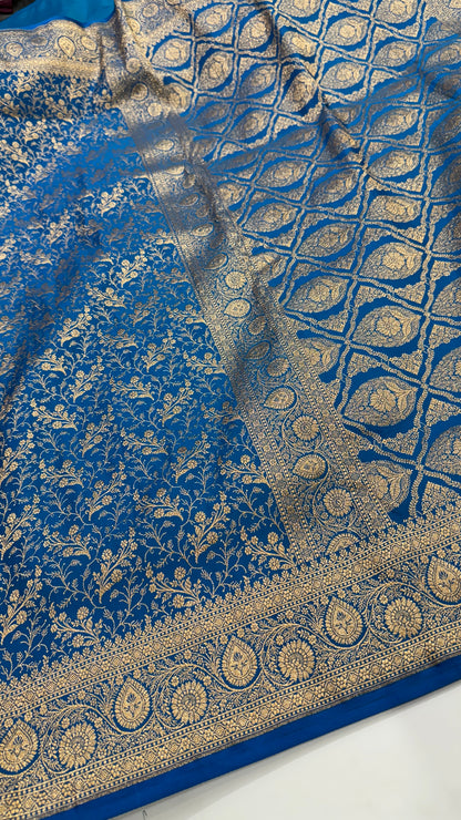 Banarasi Blue Brocade Soft Katan Silk Saree