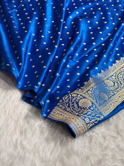 Banarasi Satin Katan Saree With Boota in Firozi Shades SK118