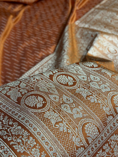 Rust Shades Tanchoi Motif Mashru Silk Saree MST-16