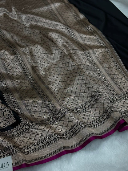 Black Mashru Silk Saree for Festive Seasons MSM 24