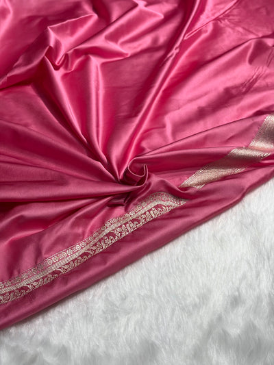 Skirt Border Baby Pink Gajri Minakari Mashru Silk Saree MCS13