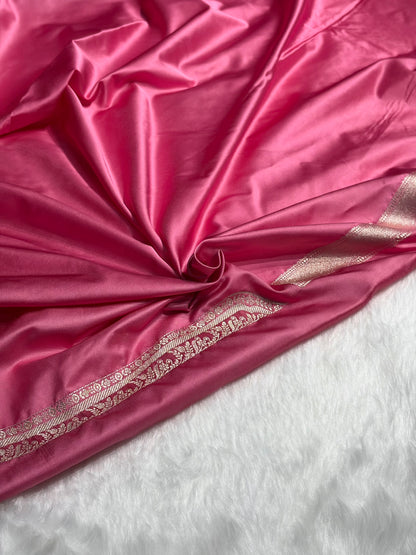 Skirt Border Baby Pink Minakari Mashru Silk Saree MS13
