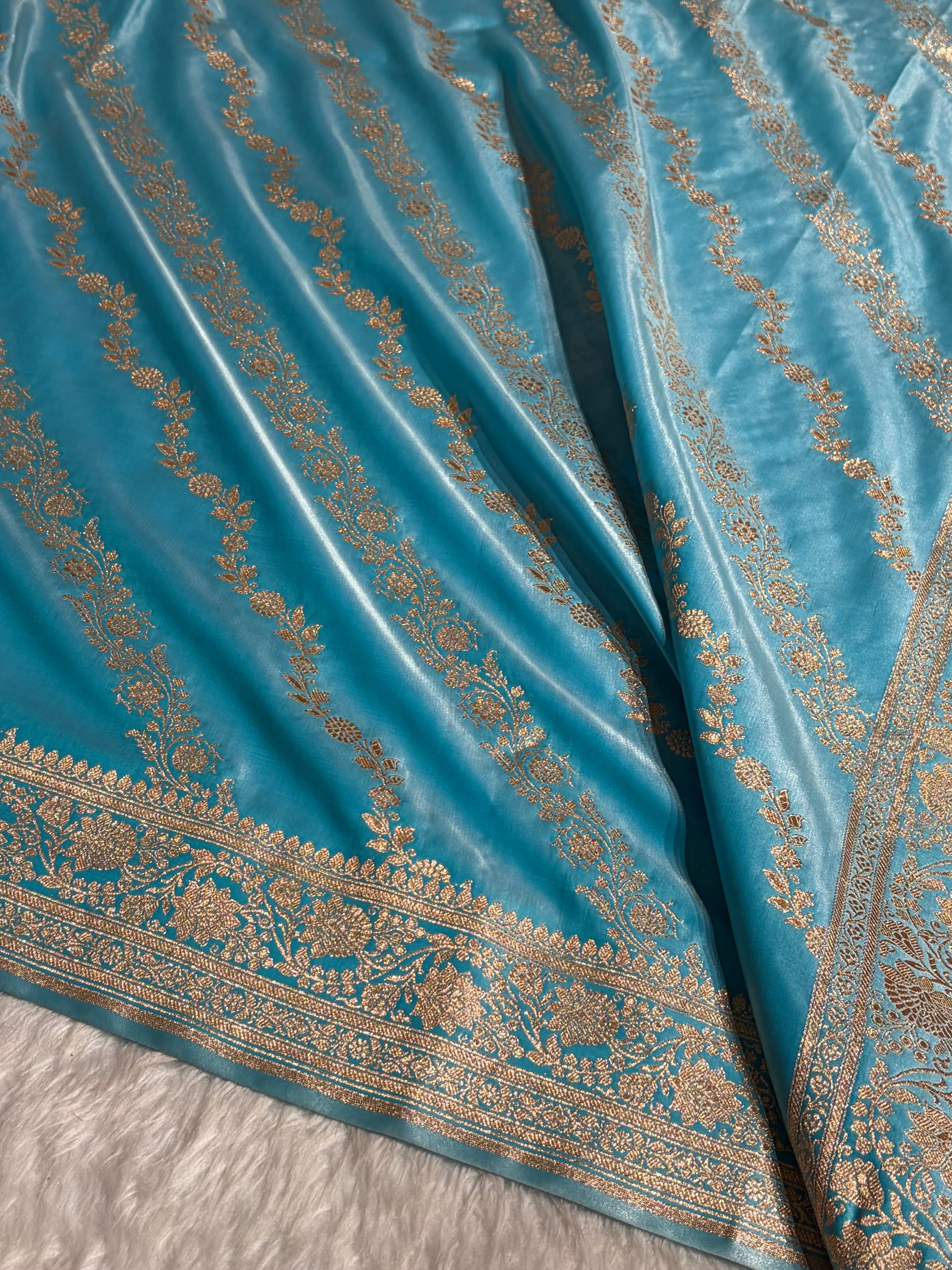 Ultra Light Weight Satin Silk Pastel Blue Cross SS10