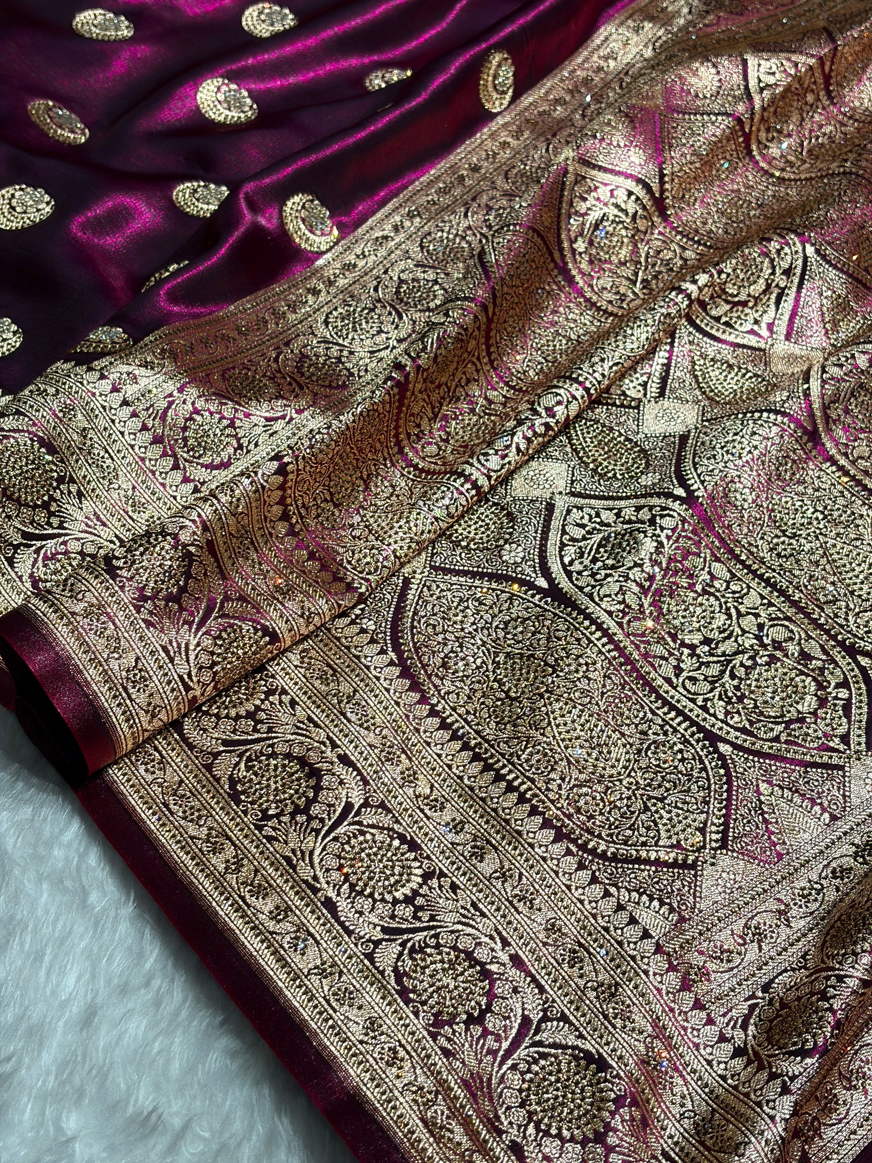 Chand Tara Cross Wine Boota With Traditional Banarasi Swarovski Work BSS04 (R)