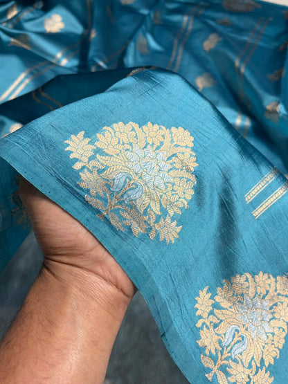 Sky Blue Shades Banarasi Handwoven Pure Paper Katan Silk  RM-66