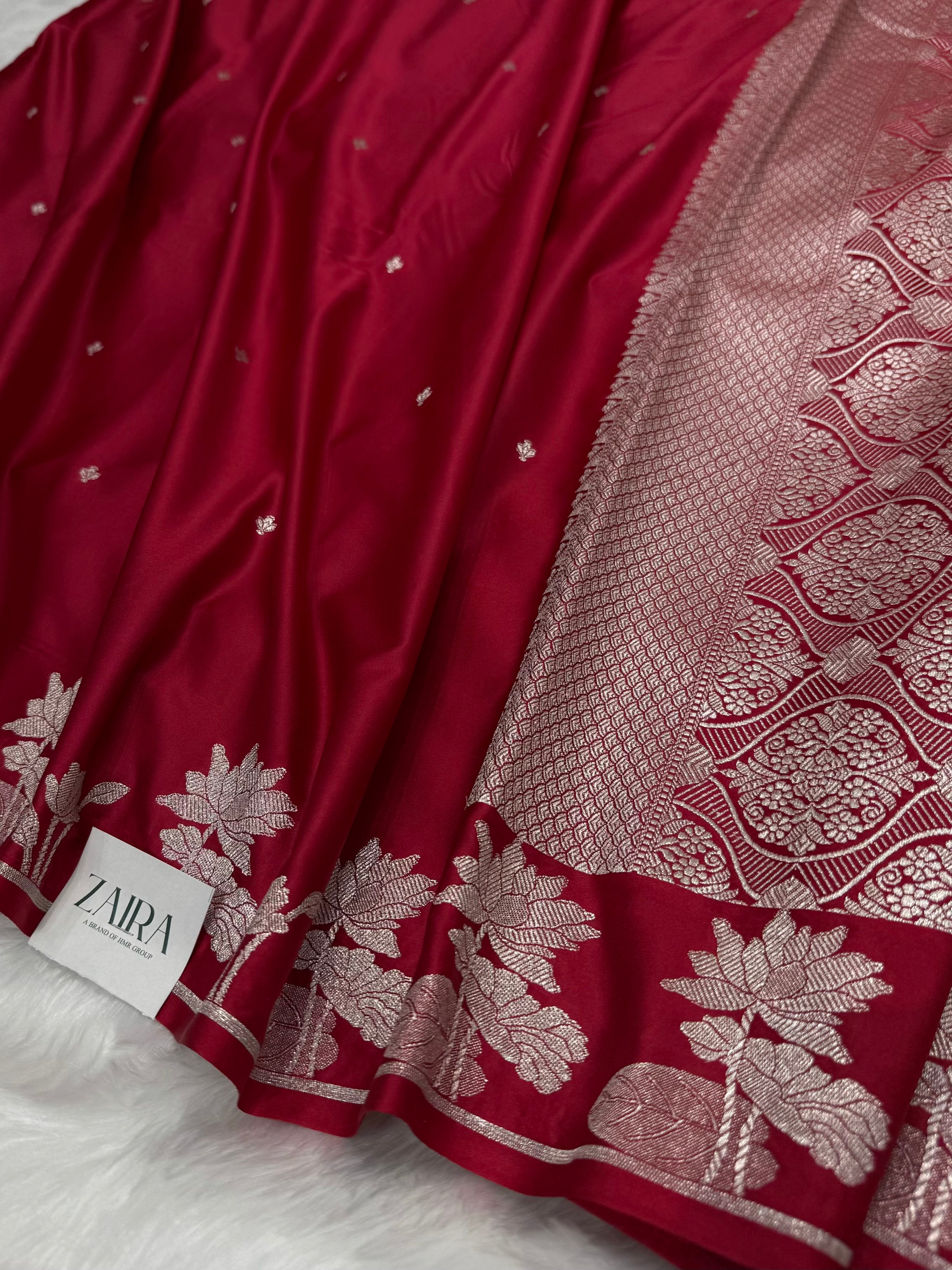 Pinkish Maroon Shades Floral Booti Mashru Silk Saree MS54