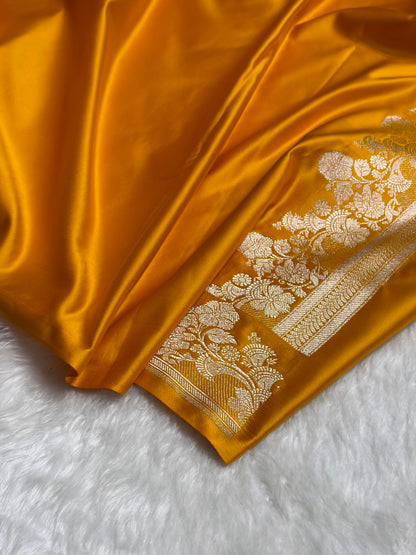 Mustard Floral Boota Mashru Silk Saree MSM-43