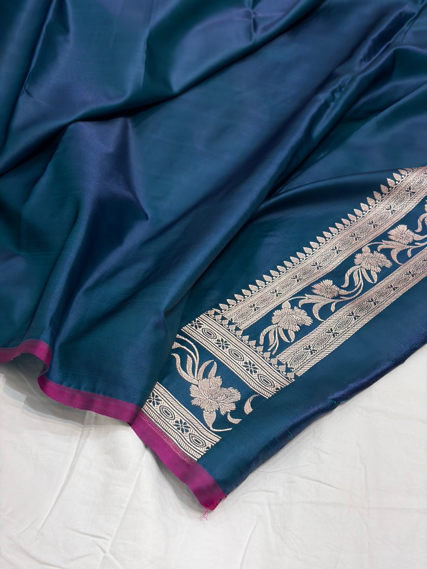 German Blue Shade With Booti Pattern Mashru Silk Saree