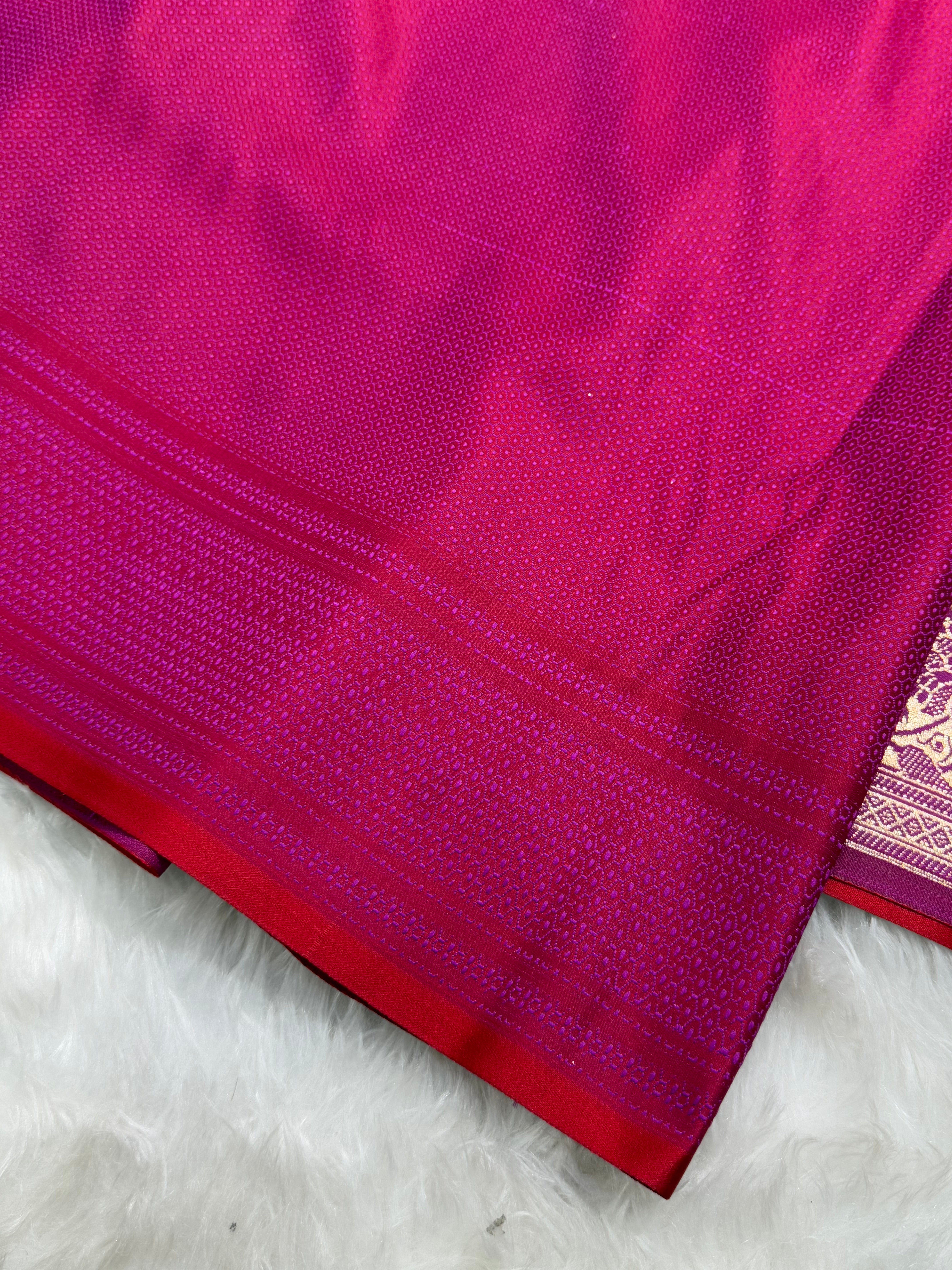 Reddish Magneta Traditional Soft Katan Silk Saree