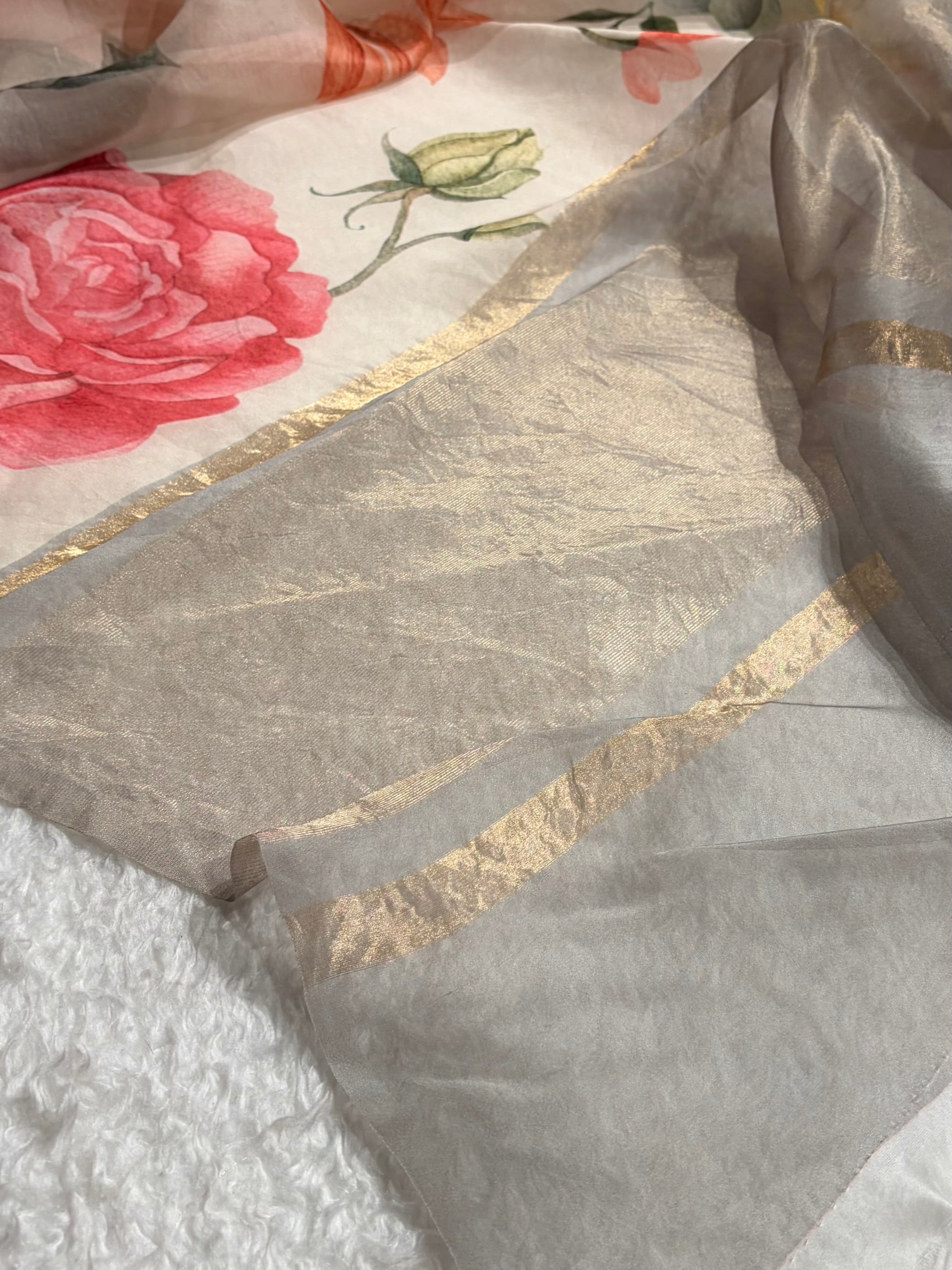 Pastel Organza with Pastel Multicolor Florals POP11