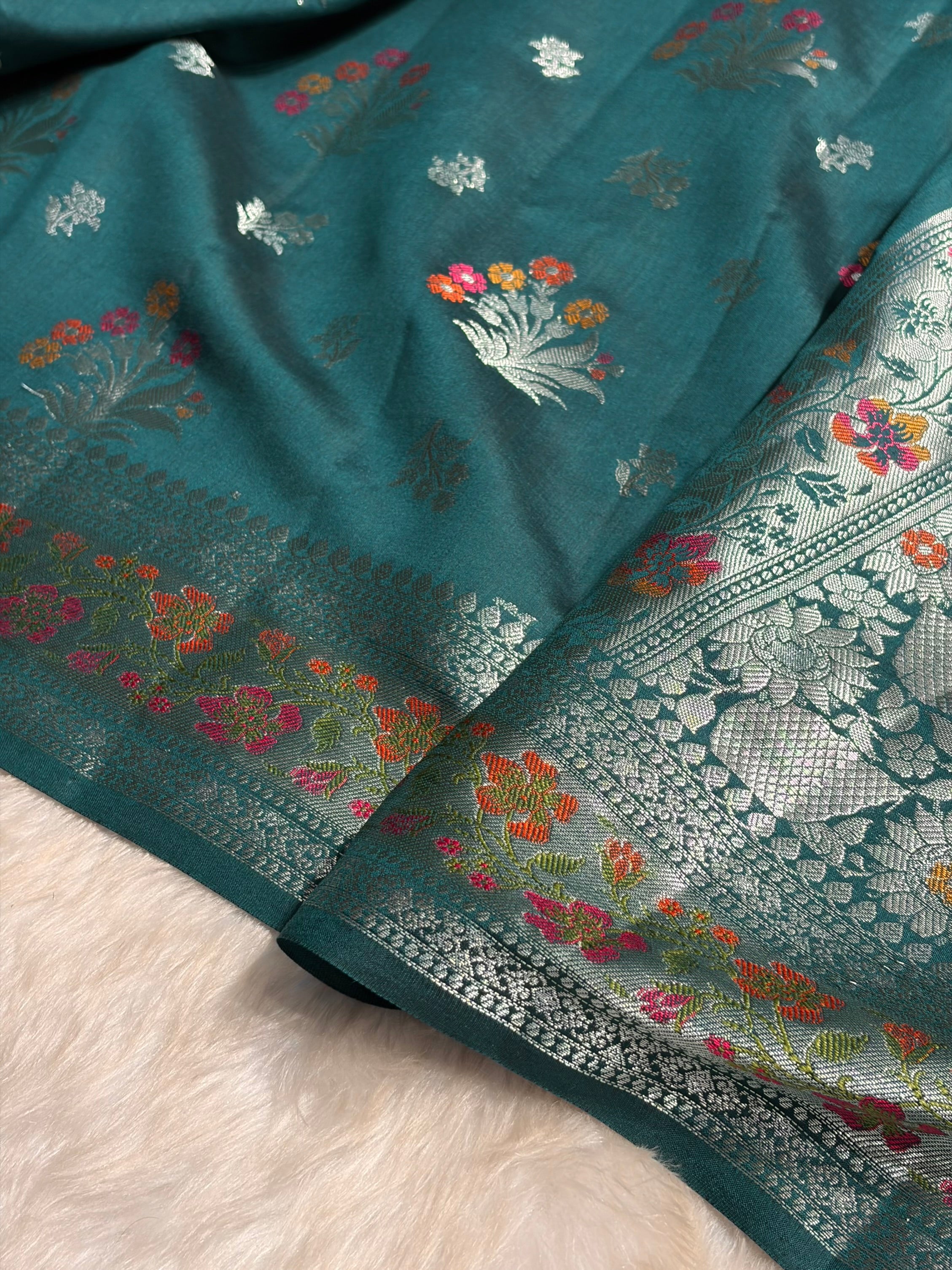 Minakari Dark Rama Shades Pure Chiniya Silk CH-01