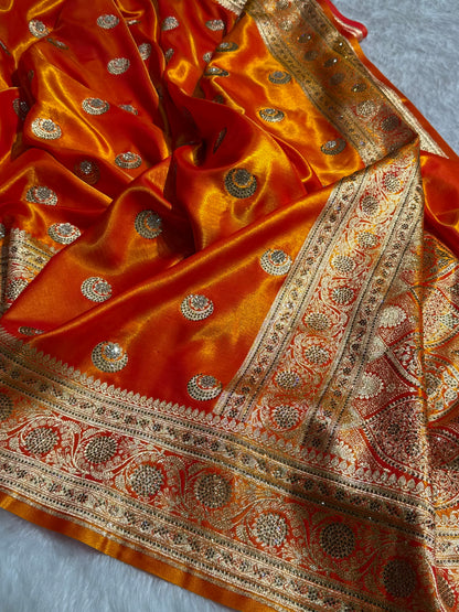 Fire Gold Chand Tara Boota With Traditional Banarasi Swarovski Work BSS04 (R)