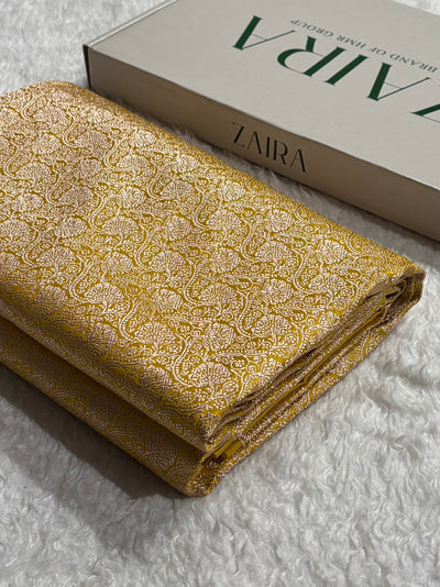 Banarasi Yellow Gold Shades Brocade Mashru Silk Saree MCS84