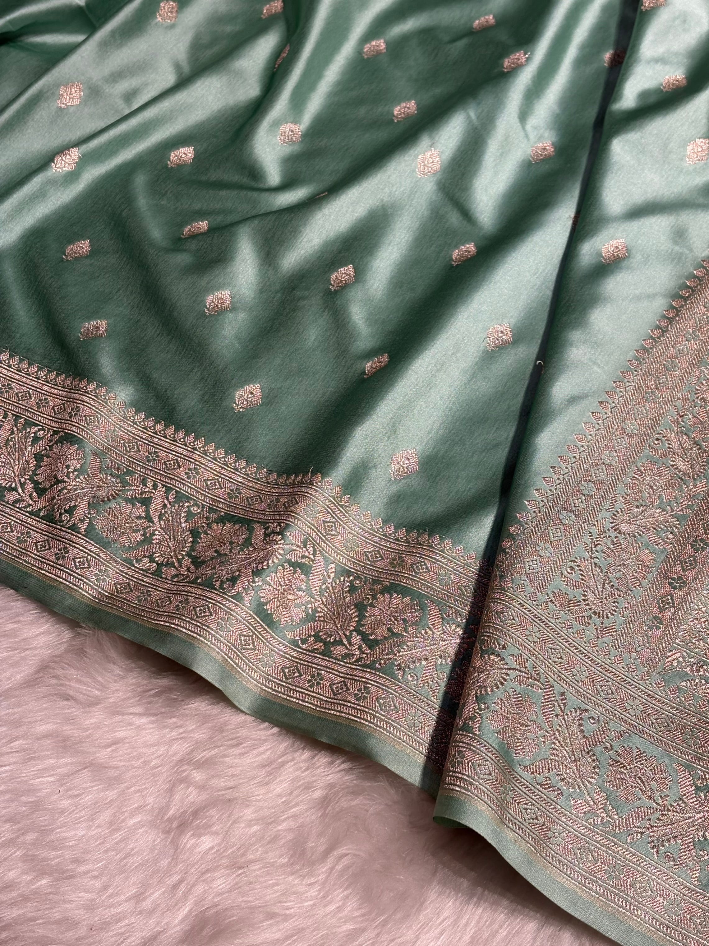 Mint Shades Booti Mashru Silk Saree MS62