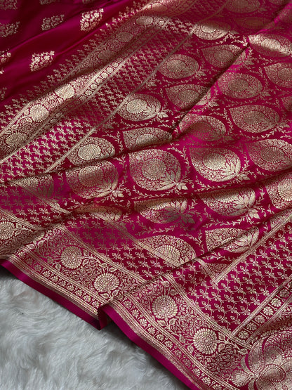 Rani Floral Boota Satin Katan Silk saree SK35