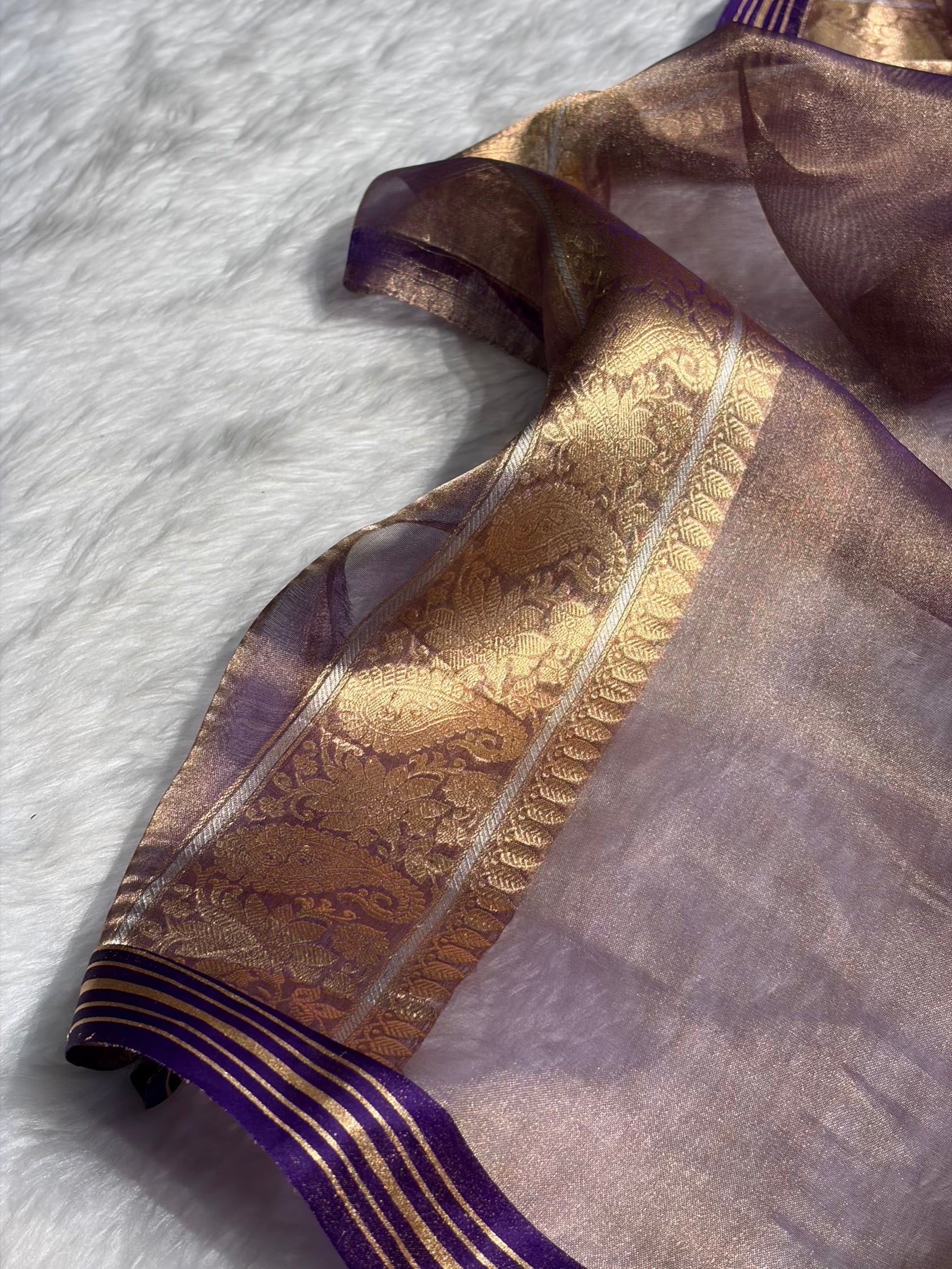 Purple Bananasi Floral Shades Pure Tissue Silk Saree PT-35