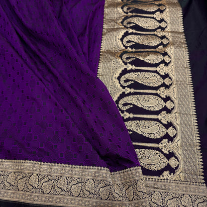 Purple Tanchoi Mashru Silk Saree