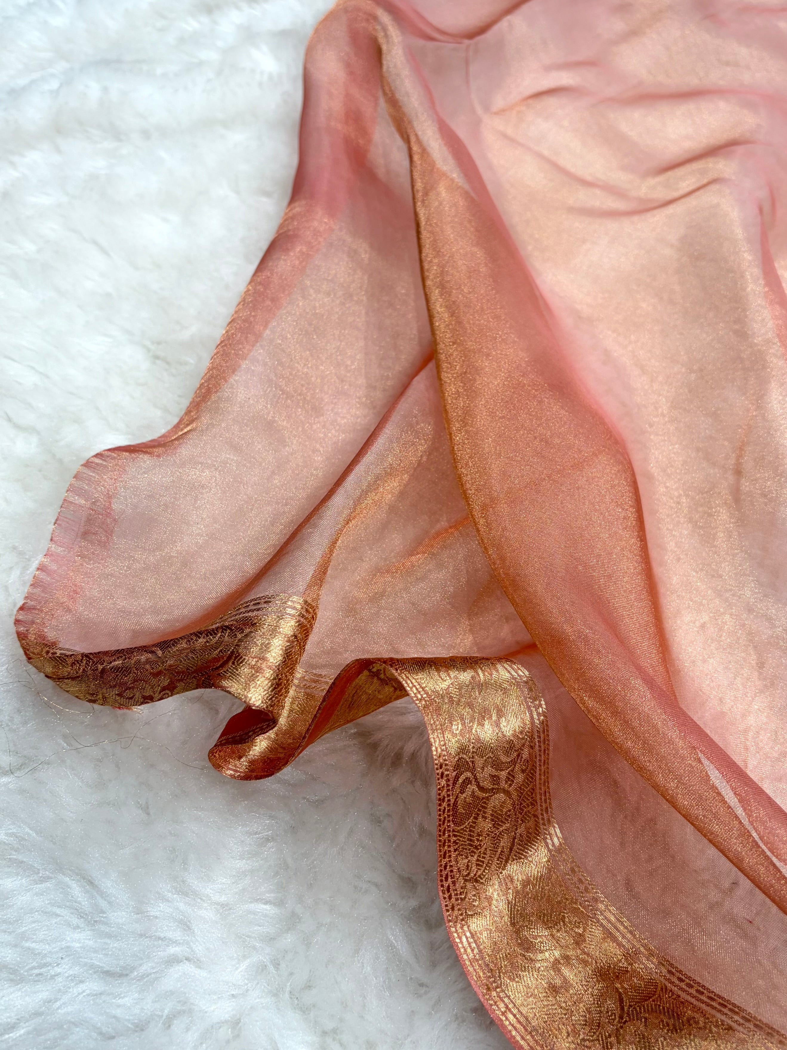 Tusser Bananasi Floral Shades Pure Tissue Silk Saree PT-45