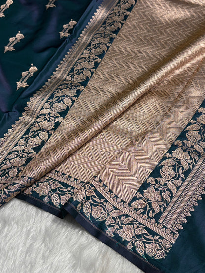 Peacock Boota With Floral Border Mashru Silk Saree MSM-92